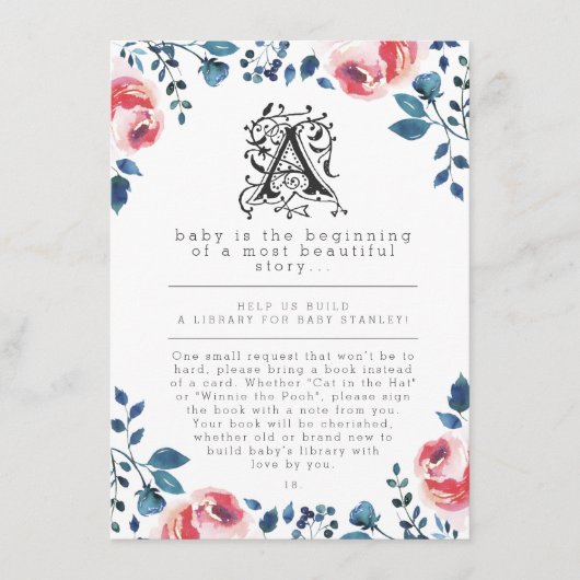 Baby Shower | Modern Floral Storybook Informatiekaartje (Voorkant)