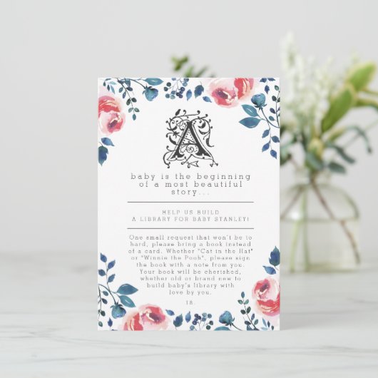 Baby Shower | Modern Floral Storybook Informatiekaartje (Staand voorkant)