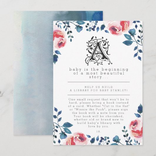 Baby Shower | Modern Floral Storybook Informatiekaartje (Voorkant / Achterkant)