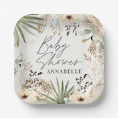 Baby shower modern gebladerd gras papieren bordje (Voorkant)