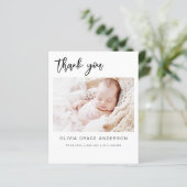 Baby shower Modern Minimalist bedankkaarten (Staand voorkant)