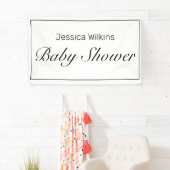 Baby shower Modern Minimalistisch Wit Zwart Spandoek (Insitu)
