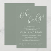 Baby shower Modern Sage Green Elegant Invitation Kaart (Voorkant / Achterkant)