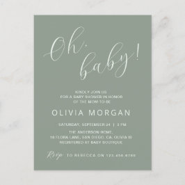 Baby shower Modern Sage Green Elegant Invitation Uitnodiging Briefkaart