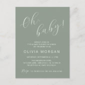Baby shower Modern Sage Green Elegant Invitation Uitnodiging Briefkaart (Voorkant)