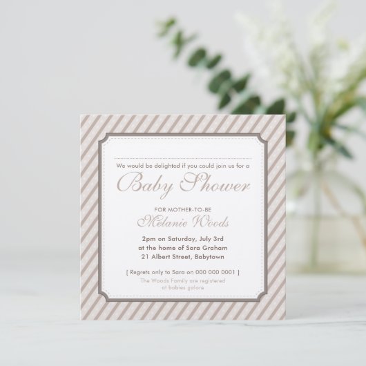 BABY SHOWER modern  schattige strepen neutraal Kaart (Staand voorkant)
