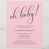 Baby shower Modern Script Blush Baby shower Flyer (Voorkant)