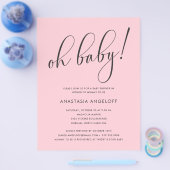 Baby shower Modern Script Blush Baby shower Flyer (Enkel)