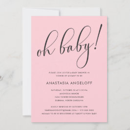Baby shower Modern Script Blush Invitation Kaart