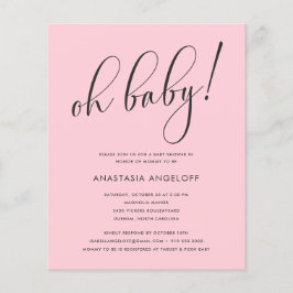 baby shower Modern Script Blush Roze Flyer