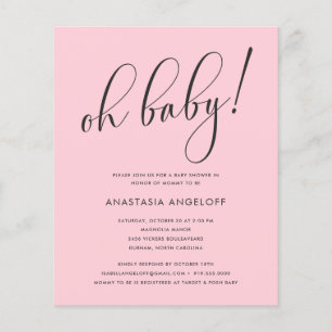 baby shower Modern Script Blush Roze Flyer