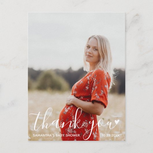 Baby shower modern script - Foto Briefkaart (Voorkant)