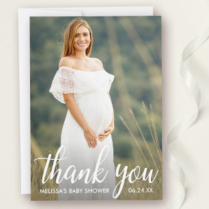 Baby shower modern script - Hartelijk dank - Fotok Kaart