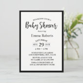Baby Shower Modern Zwart & Wit Minimalistisch Kaart (Staand voorkant)