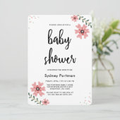 Baby shower Moderne Bloemen Kaart (Staand voorkant)