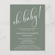 Baby shower Moderne de Groene Uitnodiging van de S