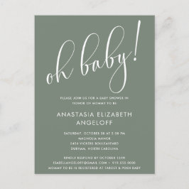 Baby shower Moderne de Groene Uitnodiging van de S