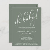 Baby shower Moderne de Groene Uitnodiging van de S (Voorkant / Achterkant)