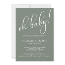 Baby shower Moderne de Groene Uitnodiging van de S