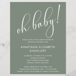 Baby shower Moderne de Groene Uitnodiging van de S Flyer