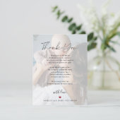 Baby shower moderne eenvoudige script foto bedankkaart (Staand voorkant)
