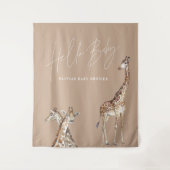 Baby shower moderne giraffe elegante typografie ta wandkleed (Voorkant)