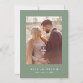 Baby shower moderne groene elegante foto kaart (Achterkant)