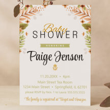 Baby shower Moderne Groene en Bruine Botanicals