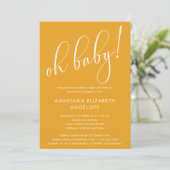 Baby shower Moderne Manuscript Marigold Uitnodigin Kaart (Staand voorkant)