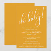 Baby shower Moderne Manuscript Marigold Uitnodigin Kaart (Voorkant / Achterkant)