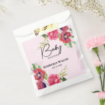 Baby shower Moderne rode roze bloemen op lichtroze