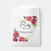 Baby shower Moderne rode roze bloemen op lichtroze Bedankzakje (Voorkant)