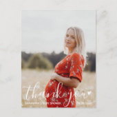Baby Shower Moderne Script Bedankt Foto Briefkaart (Voorkant)