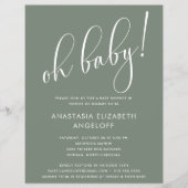 Baby Shower Moderne Script Sage Groene Uitnodiging Flyer (Voorkant)