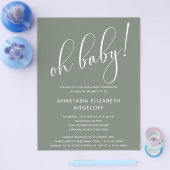 Baby Shower Moderne Script Sage Groene Uitnodiging Flyer (Enkel)