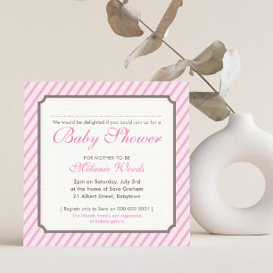 BABY SHOWER moderne vintage zoete snoep strepen ro Kaart