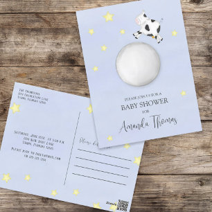 Baby shower Moderne Waterverf Koe sprong over maan Briefkaart
