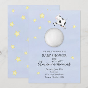 Baby shower Moderne Waterverf Koe sprong over maan Kaart