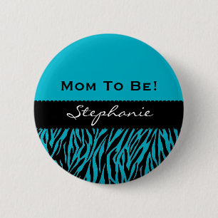 baby shower Moderne Zebra Afdrukken Aangepaste kle Ronde Button 5,7 Cm