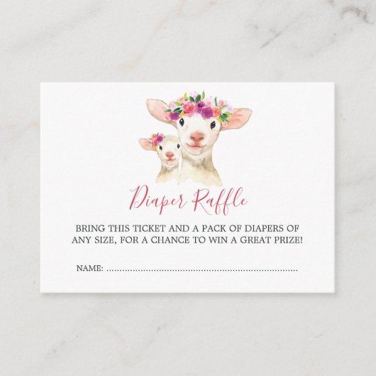 Baby shower Moeder En Baby Lamb Luier Raffle Informatiekaartje (Voorkant)