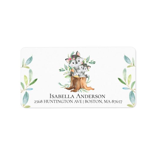 Baby shower Moeder en Baby Wolf Adres Etiket (Voorkant)