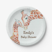 Baby shower moeder en kind Giraffe Papieren Bordje (Voorkant)