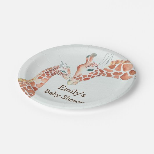 Baby shower moeder en kind Giraffe Papieren Bordje (Gekanteld)