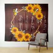 Baby Shower Moeder-to-be zonnebloemen roestig hout Wandkleed (In Situ (horizontaal))