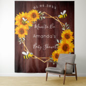 Baby Shower Moeder-to-be zonnebloemen rustieke hou Wandkleed (In situ)
