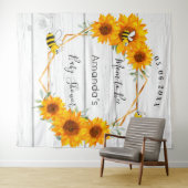 Baby Shower Moeder-to-be zonnebloemen rustieke hou Wandkleed (In Situ (horizontaal))