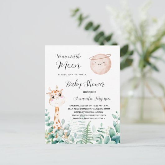 Baby shower-moerasgebied eucalyptusbos uitnodiging briefkaart (Staand voorkant)