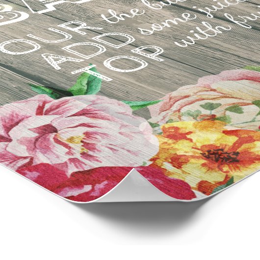 Baby shower MOM-OSA BAR Sign Flowers Wood Lichten Poster (Hoek)