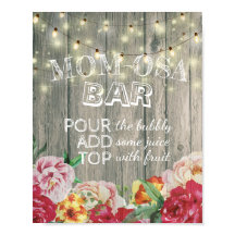 Baby shower MOM-OSA BAR Sign Flowers Wood Lichten