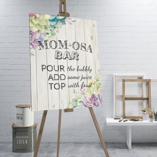 Baby shower MOM-OSA BAR Teken Succulent Rustisch H Poster